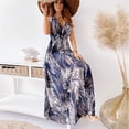 thumbnail image 4 of Aqestyerly Robe à Col en V pour Femmes Sans Manches Mi-Mollet Longue Robe Aguichant Dos Ouvert Design Imprimé Tenue Décontractée d'Été HWRETIE, 4 of 6