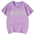 thumbnail image 4 of WEIYLL T-Shirts Filles Imprimé Floral Col Rond Manches Courtes Décontracté Doux Ajusté Hauts pour Enfants 8-9 Ans, 4 of 5