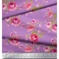 thumbnail image 2 of Soimoi Tissu Satin Modal Feuilles, Roses et Pivoines Imprimés Floraux au Mètre 42 Pouces de Large, 2 of 3