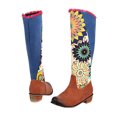 thumbnail image 4 of Fashion Printed Color Block Low-heeled Thick Heel Side Zipper High-top Boots, 4 of 9