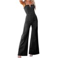 thumbnail image 1 of hoksml Women's Denim Jumpsuit Summer Washed Blue Suspender Overalls Tight Slightly Flared High Elastic Pants Rompers 2025 on Clearance, 1 of 7