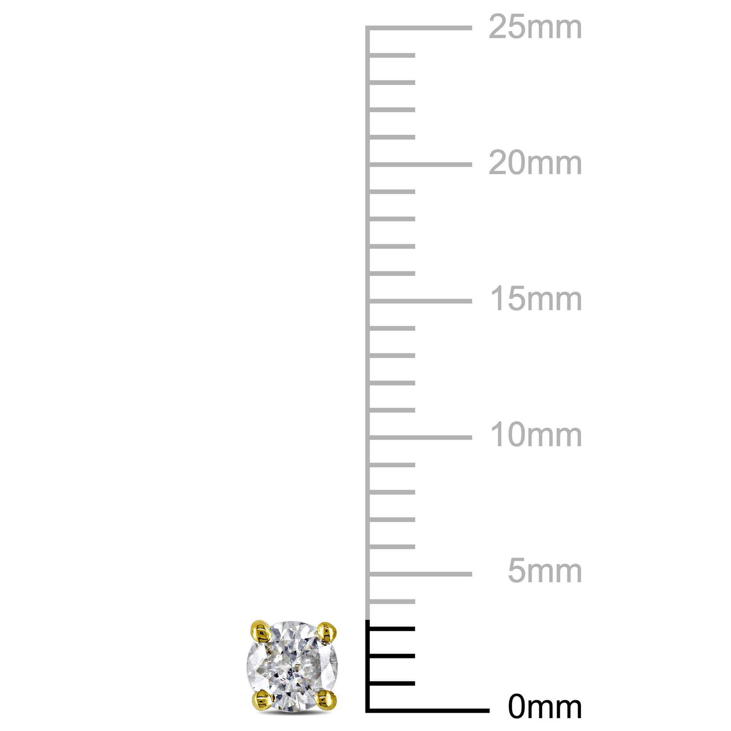Clous d'oreille solitaires Miabella avec diamants 1/4 CT poids total en or jaune 14K