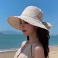 thumbnail image 3 of Chapeau de Protection Solaire pour Femmes en Coton UPF 50+ avec Cordon de Cou (Beige), 3 of 5