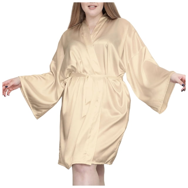 Women's Plus Size Satin Robes Plus Size Silky Kimonos Robes Sleepwear Short