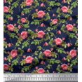 thumbnail image 1 of Soimoi Poly Georgette Tissu Feuilles & Pivoine Imprimé Floral 1 Yard 52 Inch Wide, 1 of 5