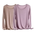 thumbnail image 1 of Mrat Athletic Tank Tops 2 Pack Womens Long Sleeve Round Neck Shirts Solid Basic Solid Tee Fall Tops Outfits Clothes Tops S-331 Multicolor 4XL, 1 of 2
