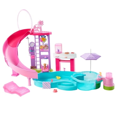 Barbie-Coffret Piscine de Rêve-toboggan, jacuzzi, + de 20accessoires