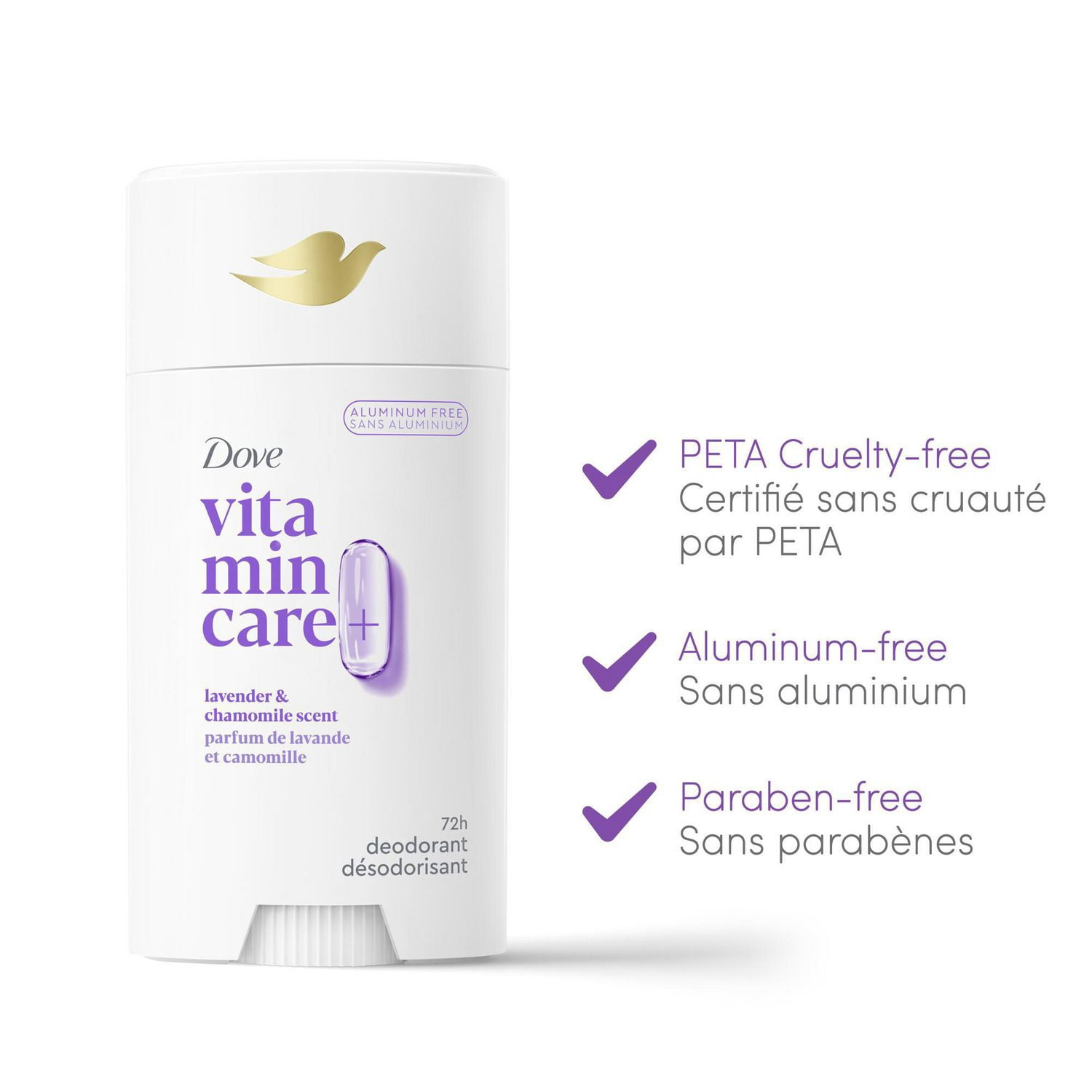 Désodorisant Sans Aluminium Dove Vitamin Care+ 72 h de protection anti-odeur respirante