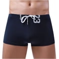 thumbnail image 1 of Mens Low Waist Solid Color Striped Drawstring Hot Spring Quick Dry Swimming Briefs, 1 of 1