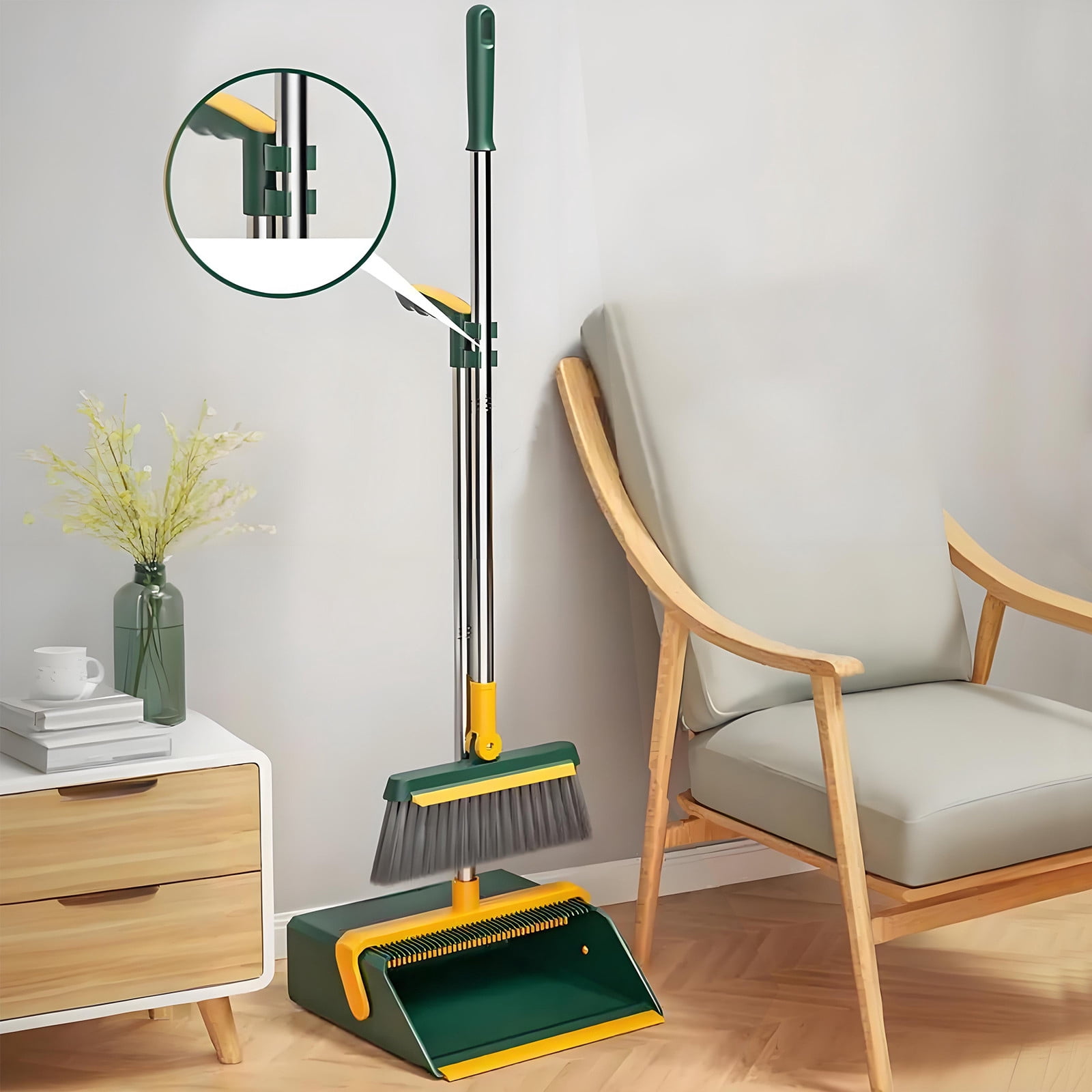 LSLJS Brooms and Dustpan Set for Home Brooms and Dustpan Set Brooms Dustpan Set Brooms and Dustpan Combo for Office Stand Up Brooms and Dustpan, Portable Broom, Gifts for Women/Men