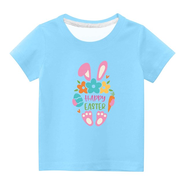 MeetoTime T-shirt à Manches Courtes de Pâques pour Enfants, Col Rond, Coupe Ample, Imprimé, pour Garçons et Filles, 3 à 14 Ans