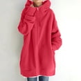 thumbnail image 2 of AWZXDE Chandail à Capuchon Long à Col Montant à Fermeture à Glissière pour Femme avec Poches Style de Rue Col Roulé Décontracté Chandail pour Vêtements d'Extérieur Mode Rouge, TTG, 2 of 6