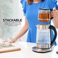 thumbnail image 2 of Ovente Bouilloire Électrique en Verre 1,7 Litre Technologie Prontofill & 4 Réglages de Température Variables avec Base en Acier Inoxydable, Bonus de Théière Infuseur Réutilisable Portable Parfait pour Thé, Argent KG733S, 2 of 5
