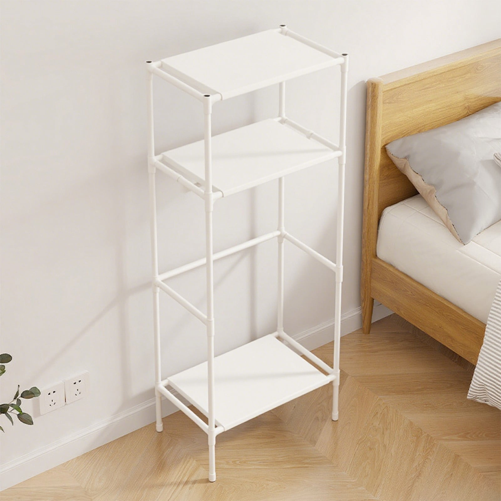 EGNMCR Closet Organizers and Storage, Coat Rack Freestanding Closet Organizer Hall Tree With 2 Storage Shelves Corner Storage Organizer For Entryway Bedroom Plast c Coat Rack