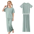 thumbnail image 1 of Hiiyo Little Girls Pajamas Soft Ribbed Short Sleeve T-Shirt Pants Loungewear, Sizes 1-15, 1 of 8