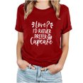 thumbnail image 2 of Valentine'S Day Gift for Women T-shirt à Manches Courtes Imprimé à Col Rond Casual, 2 of 8