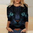 thumbnail image 1 of Jolis Hauts pour Femmes Mode Pâques T-shirt Ample Imprimé Mi-Long Manches 3/4 Blouse Col Rond Hauts Décontractés Hauts pour Femmes Manches 3/4 en Liquidation, 1 of 5