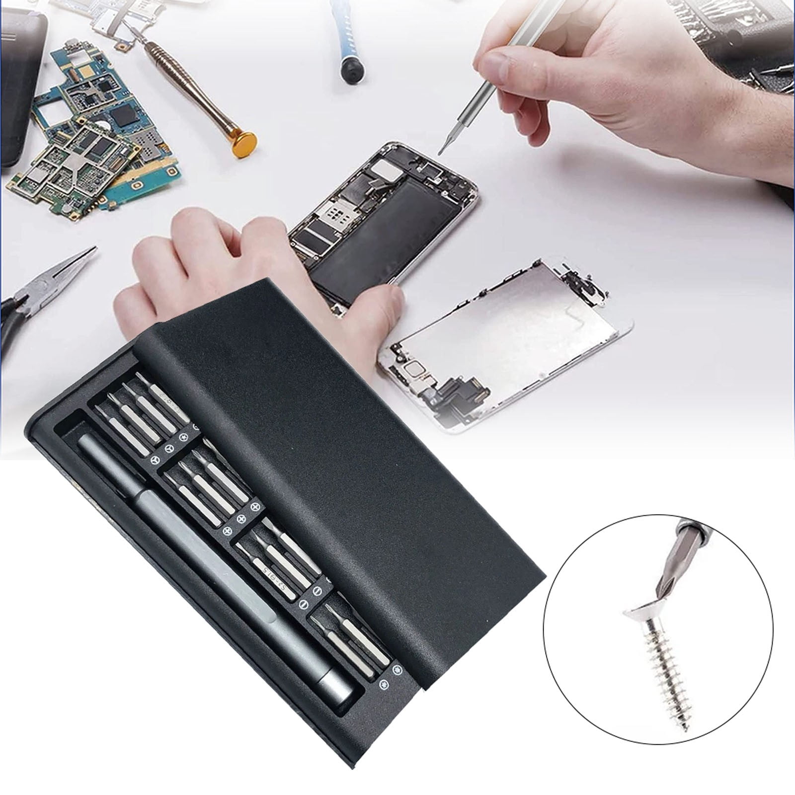 Multipurpose 24pcs Screwdriver Kit With Detachable Angled Screwdriver Set for Small Things Mall Mini Screwdriver Set for Glasses Screwdriver Set Small Size Small Glasses Screwdriver Set Ft3 Driver