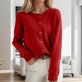 thumbnail image 2 of Cardigan pour Femmes Chandail Classique Chandail pour Femmes Col Ras du Cou à Boutons Cardigan à Manches Courtes Tricoté Ouvert à l'Avant, 2 of 4