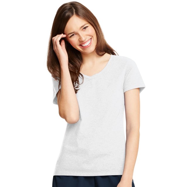 Hanes T-Shirt Col en V pour Femmes X-Temp, m, Blanc