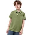 thumbnail image 4 of Luvoko Polo Uniforme pour Grands Garçons, T-Shirt de Golf Performance à Col, Évacuation de l'Humidité, Séchage Rapide (Vert Armée, 9-10 Ans), 4 of 4