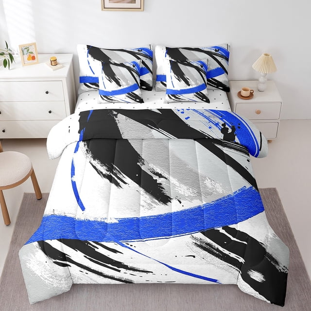YST Gradient Abstract Vintage Comforter Set, 7-Piece, Modern, Full
