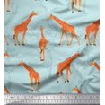 thumbnail image 1 of Soimoi Tissu Vert Poly Georgette Imprimés Girafe Forêt au Mètre 42 Pouces de Large, 1 of 2