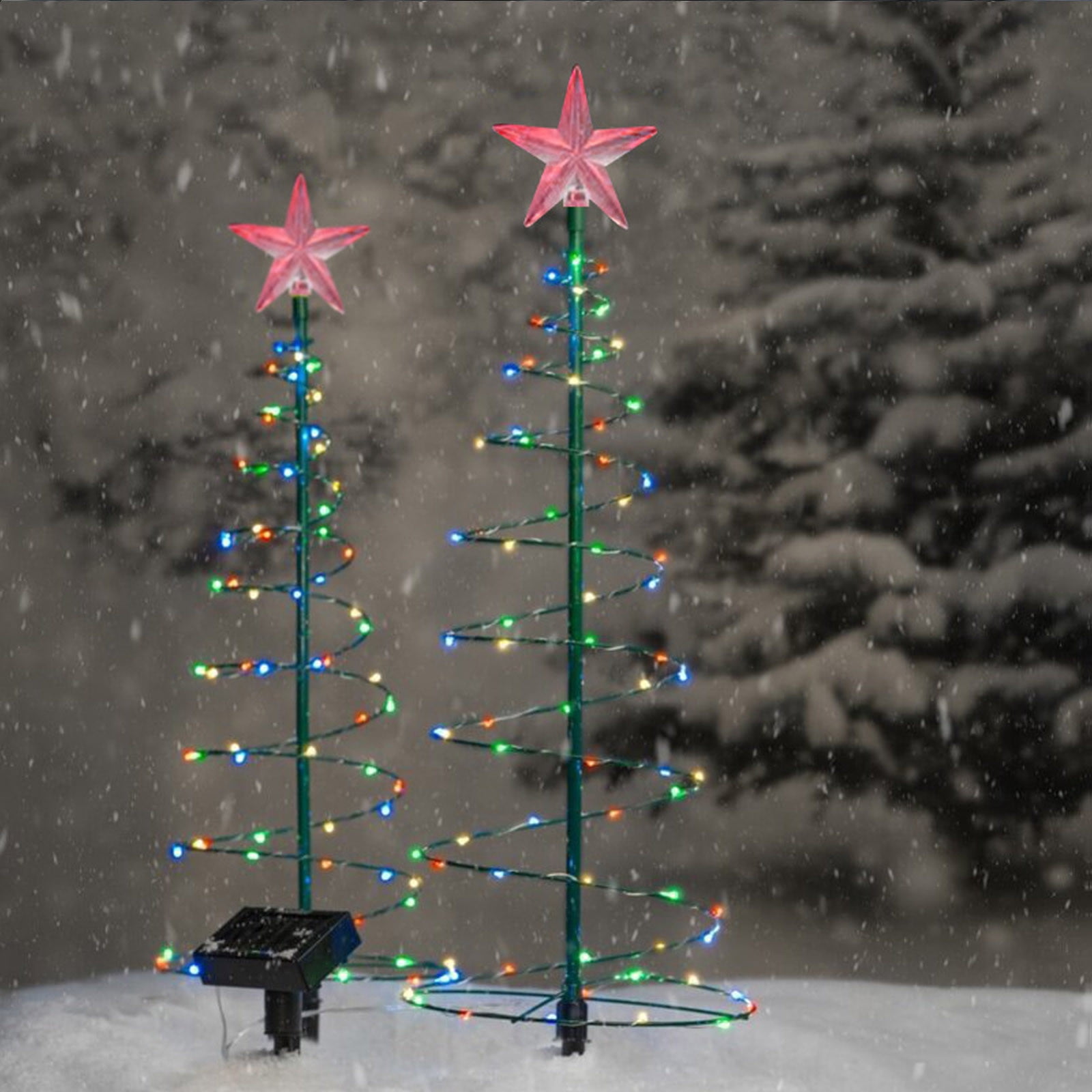EGNMCR LED Christmas Solar Lights Christmas Tree Warm Color Lights Colored Light Two Options 8 Lighting Modes Holiday Decoration Outdoor Garden Patio Decoration 1pcs Holiday Solar Lights