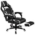 thumbnail image 4 of Gymax Massage Gaming Chair Recliner Racing Chair w/ Retractable Footrest Home White, 4 of 10