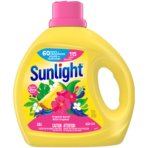 Sunlight® Tropical Burst Détergent concentré de blanchisserie liquide, 3.85L, 115 Laver les charges, jusqu'à 60 Jours de fraîcheur, lutte contre les malodorations, HE Compatible
