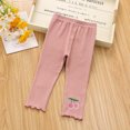 thumbnail image 1 of MeetoTime Infant Toddler Girls Cotton Ribbed Leggings Solid Color Skinny Ankle Length Pants for Kids, 1 of 2