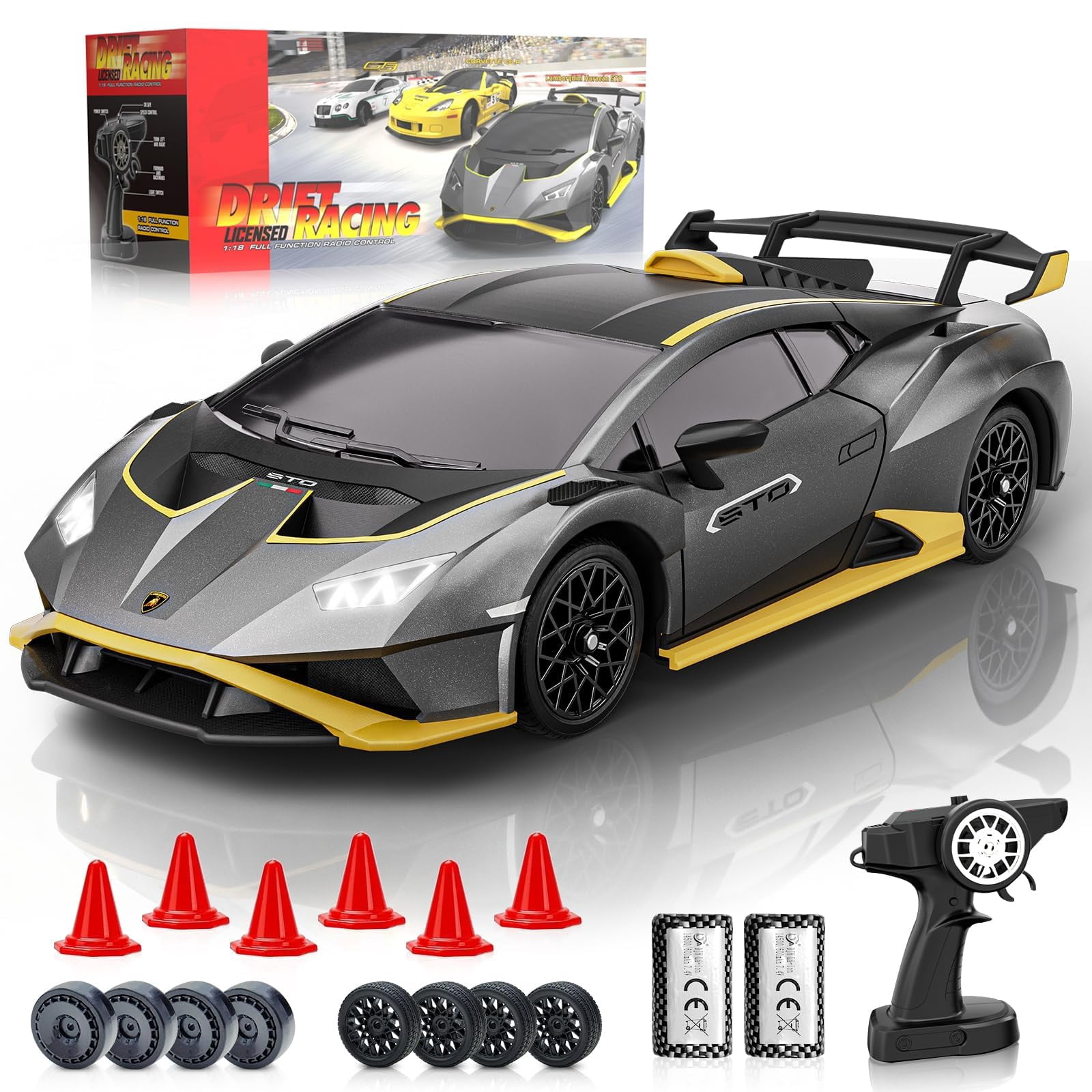 LUXOS RC Lamborghini Remote Control Car, 1:18 Scale Officially Licensed Lamboghini Toy Car, Cool RC Cars Toys for 4 5 6 7 8 9 10 11 12 Year Old Boys