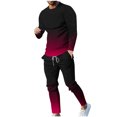 thumbnail image 1 of Birdeem Shirts for Men Men Casual Round Neck Gradation Printing Long Sleeve Blouse and Pants Trousers Suit, 1 of 1