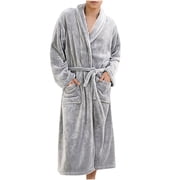 AherBiu Women's Robes Lightweight Fleece Warm Bathrobes Hooded Winter Soft Belted Robe with Pockets