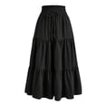 thumbnail image 1 of Besolor Maxi Skirts for Women 2025 Summer Elastic Waist Drawstring Ruffle Tiered a Line Flowy Beach Long Skirt, 1 of 4