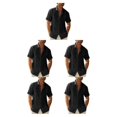 thumbnail image 1 of pitrice Men Shirt Casual Short Sleeve Breathable Replacement Button Down Solid Color Fashionable Home Dating Shirts Top Black L 5Set, 1 of 6