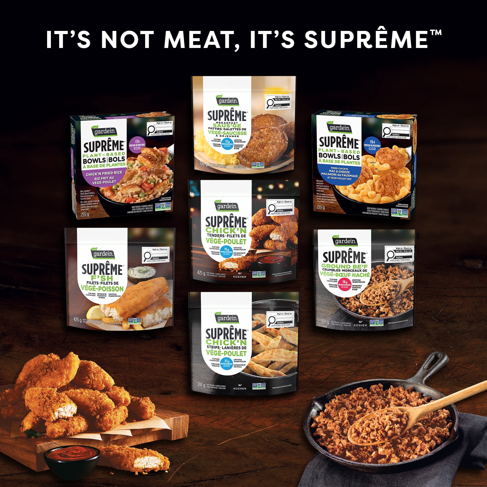 Gardein Suprême Repas Filets de Végé-Poulet, Dîner glacé & Repas surgelé, À base de Plantes, Végétalien, 15g de Protéines Source de fer 425g