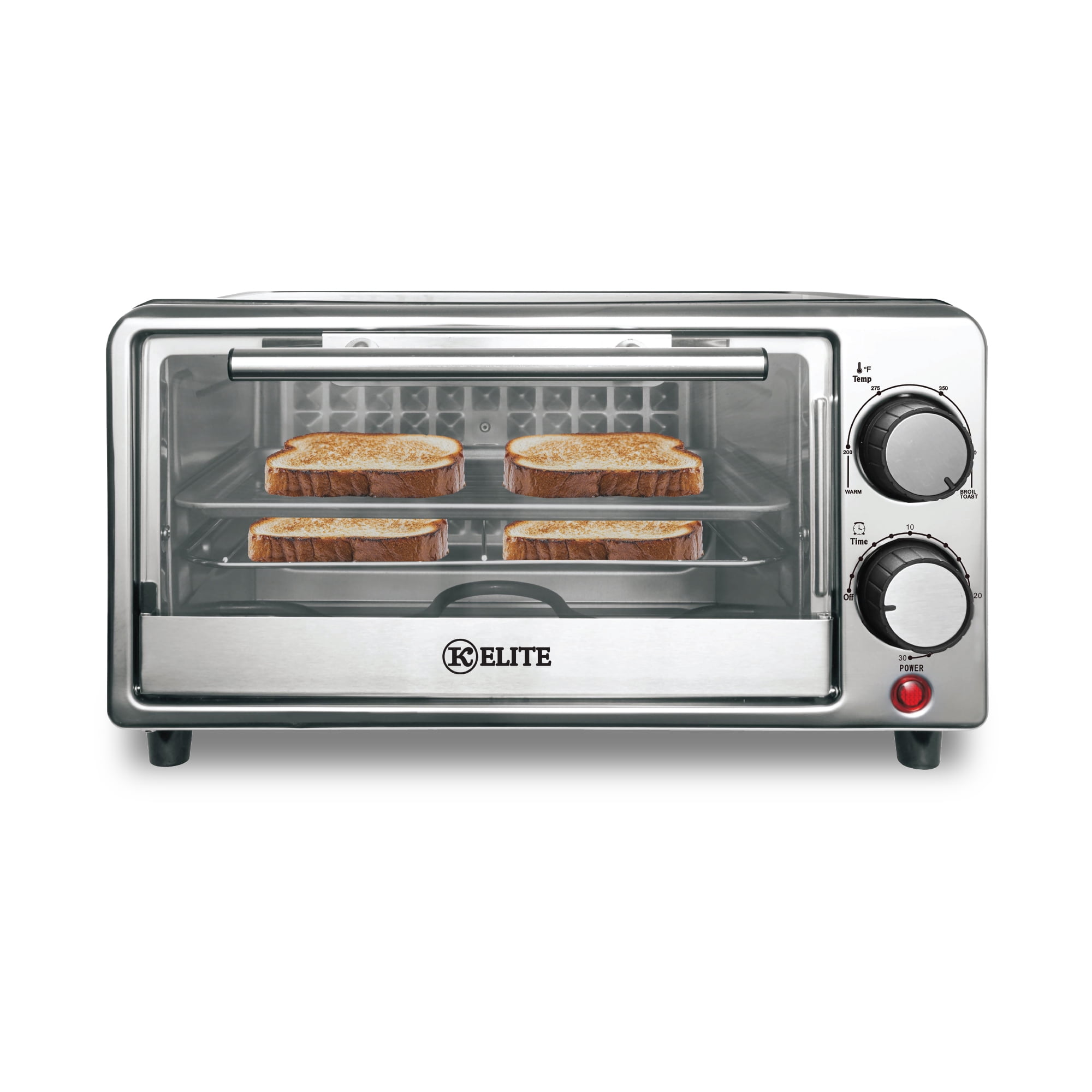 Kitchen Elite Toaster Oven Compact Countertop & Stainless Steel Tray, Black