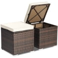 thumbnail image 4 of Costway Pouf de Patio en Rotin 2 Pcs Table d'Appoint Coffre de Rangement Repose-Pieds Blanc Cassé, 4 of 10