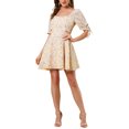 thumbnail image 2 of INSPIRE CHIC Junior's Sweetheart Neck Floral Puff Sleeve A-Line Mini Dress, 2 of 6