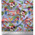 thumbnail image 1 of Soimoi Poly Georgette Fabric Birds,Leaves & Lily Floral Print Sewing Fabric Yard 42 Inch Wide, 1 of 3