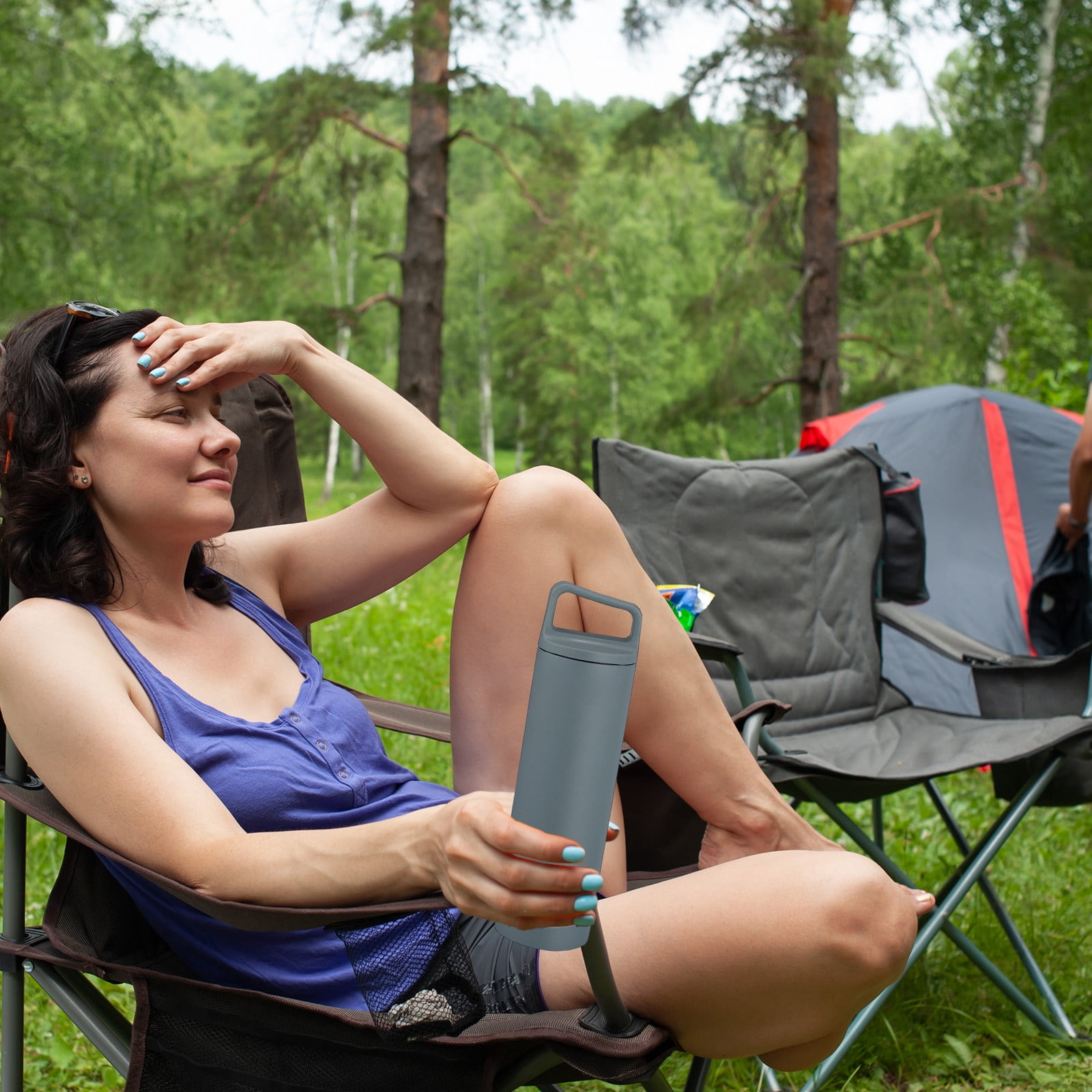 Bouilloire de Sport Portable d'Extérieur à Grand Ouverture en Acier Inoxydable, Isolation sous Vide, Grande Capacité, 480 ml