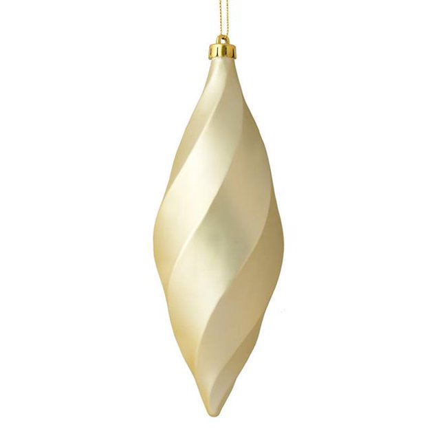 Vickerman M183138M 8 in. Champagne Matte Swirl Finial Ornament 6 per Bag