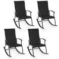 thumbnail image 2 of Costway 4 PCS Outdoor Rocking Chairs with Breathable Backrest Smooth Safe Rocking Design Black, 2 of 9
