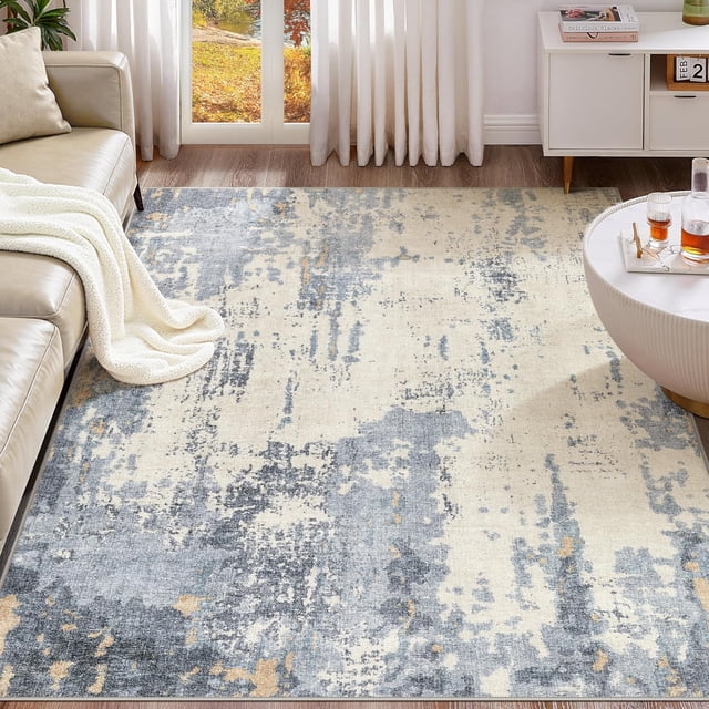 x Area Rug Living Room Rugs - Washable Neutral Modern Abstract Soft Thin Large Rug Indoor Floor No Slip Rug Carpet for Bedroom Under Dining Table Home Office Decor -
