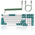 thumbnail image 1 of HAOAN T8 Clavier de Jeu 60 % 68 Touches Compact Mini Clavier Mécanique Filaire avec 18 Commutateurs Bleus Rétroéclairés RVB Chroma Câble de Clavier Bobiné USB-C pour PC Portable Mac XBOX - Bleu Blanc, 1 of 10