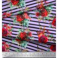 thumbnail image 3 of Soimoi Tissu Poly Georgette Feuilles et Imprimé de Fleurs de Roses, Tissu au Mètre, 42 Pouces de Large, 3 of 3