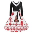 thumbnail image 1 of TIMIFIS Robes de Noël pour Femmes, Robes Maxi pour Femmes Robe Vintage de Vacances Manches Longues Col en V en Fourrure Robe Dos Nu, 1 of 3