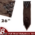 thumbnail image 2 of Full Head Clip Synthetic in Hair Extensions 8 Piece 18 Clips Hairpiece Long Curly Straight, 2 of 5