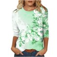 thumbnail image 1 of Birdeem Blouse pour Femmes T-Shirt Imprimé Mode Manches 3/4 Blouse Col Rond Hauts Décontractés, 1 of 12